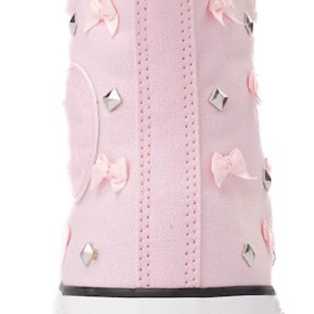 Womens Converse Pink Frosting Lift Dressed Up Bows & Studs High-Top Sneaker - Picture 4 of 4